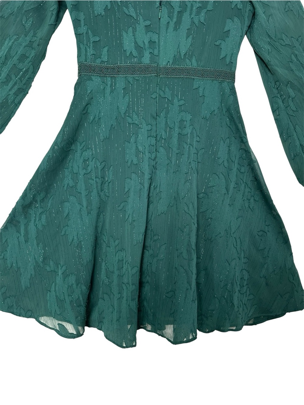 Ever New Emerald Green Floral Mesh Mini Dress Burnout Sheer Skater Fairycore Ren - Picture 12 of 14